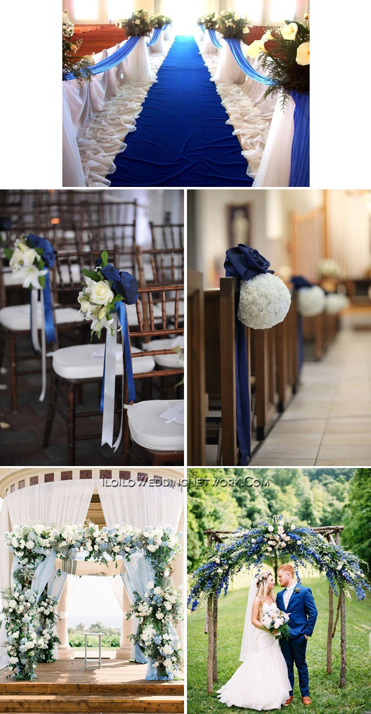 classic blue wedding aisle and arch